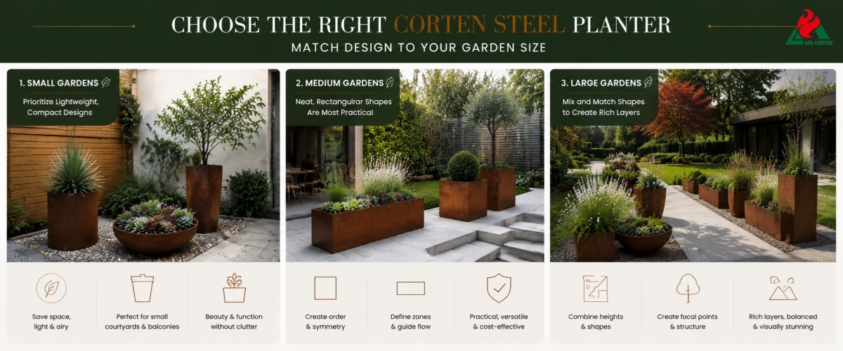 Choosing Corten Steel Planter Designs Based on Garden Size